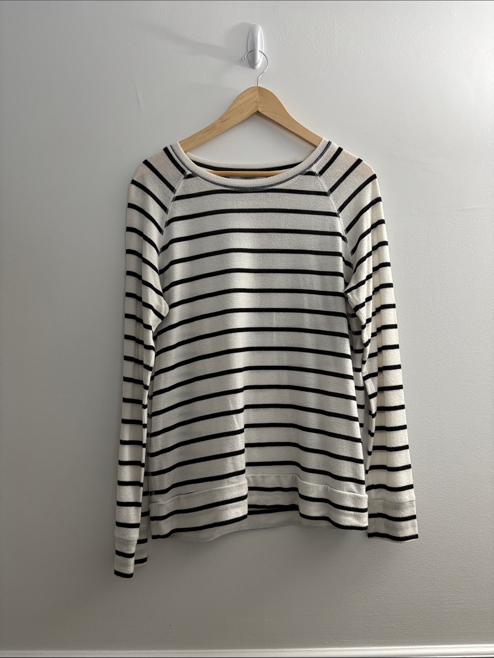 Market & Spruce Cream and Black Striped Lightweight Sweater